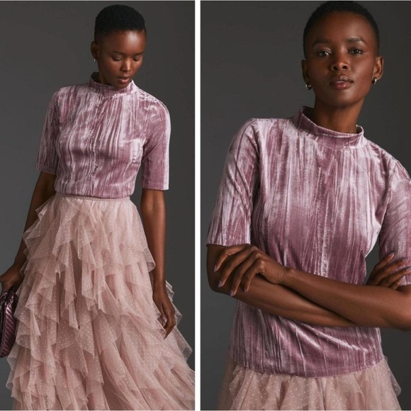 Pilcro Tops - Anthropologie Pilcro Velveteen Mock Neck Pullover Top Size Medium